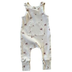 H&M Baby Organic Cotton Ribbed Romper Size Newborn Cream Floral